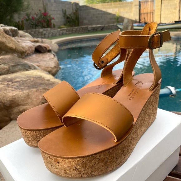 New in box K.Jaques platform leather cork wedge sandals size 40 (9.5-10) - Picture 5 of 12